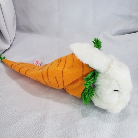 Russ Slumber White Bunny Rabbit In Carrot Plush Stuffed Toy 10 Inch Sleepy Eyes - Picture 3 of 9